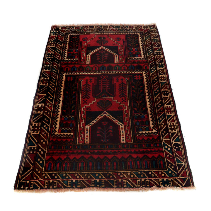 Afghan Prayer Rug 3' 1" x 5' 4" Hand-Knotted detail