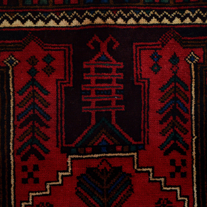 Afghan Prayer Rug 3' 1" x 5' 4" Hand-Knotted close-up