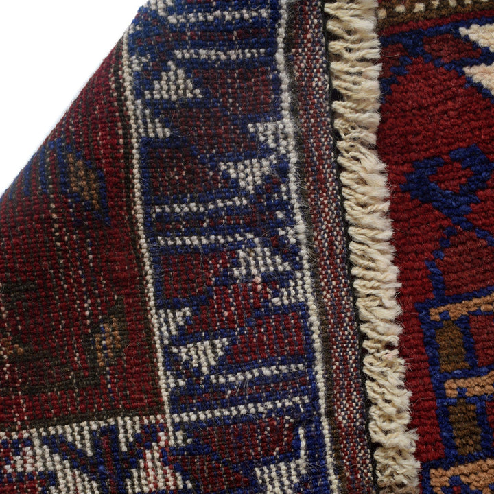 Red Afghan Prayer Rug 2' 11" x 4' 7" Hand-Knotted pattern