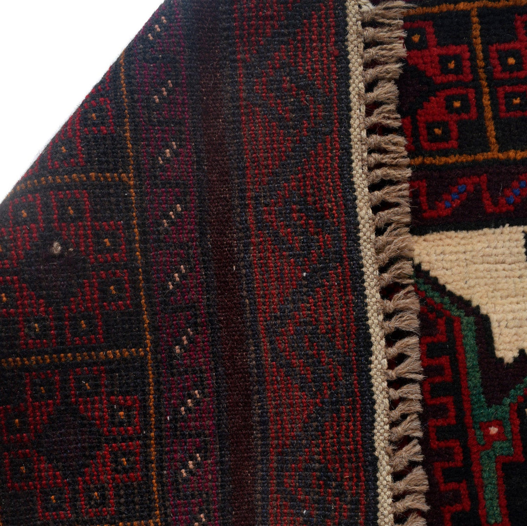 Afghan Baluchi Rug 2' 9" x 4' 2" Hand-Knotted pattern