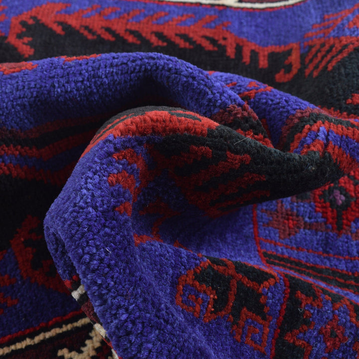 Blue Afghan Prayer Rug 2' 9" x 4' 7" Hand-Knotted | No. AL25942