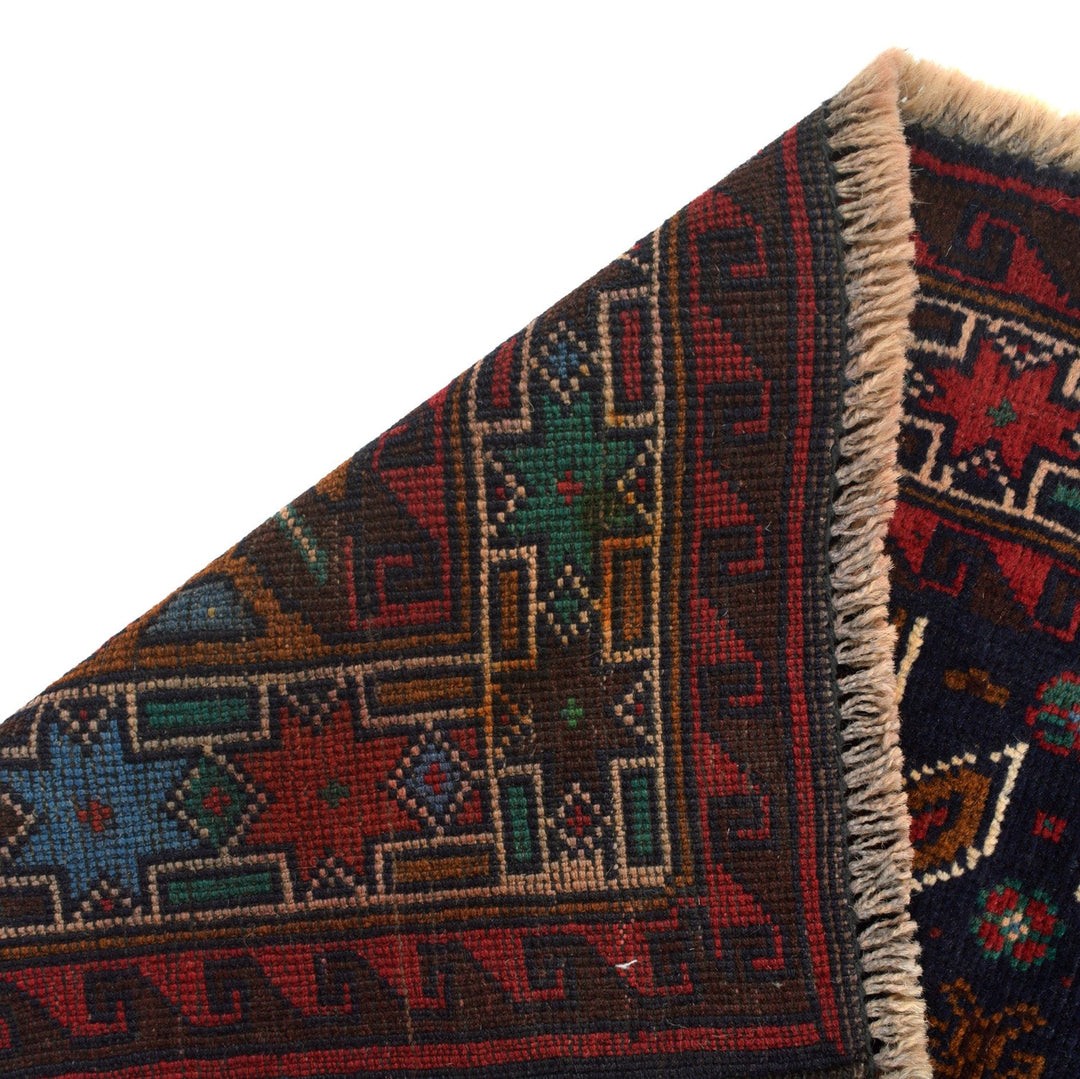 Afghan Baluchi Rug 2' 10" x 4' 1" Hand-Knotted pattern