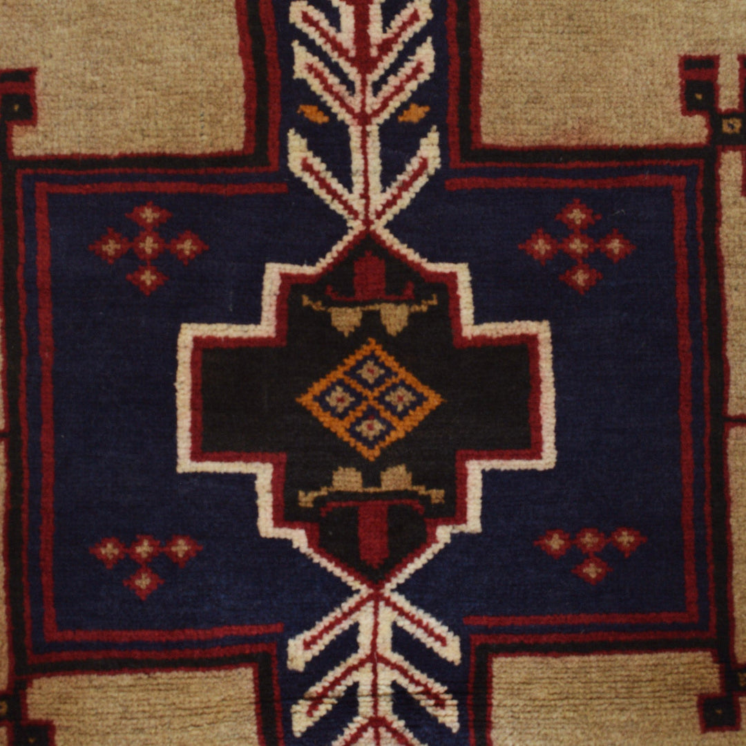 Afghan Prayer Rug 3' 0" x 4' 10" Hand-Knotted close-up