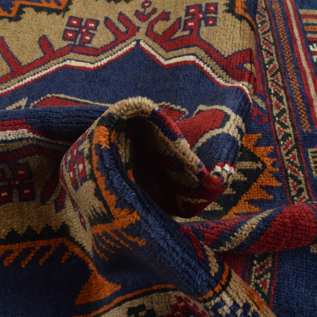 Afghan Prayer Rug 3' 3" x 4' 9" Hand-Knotted field