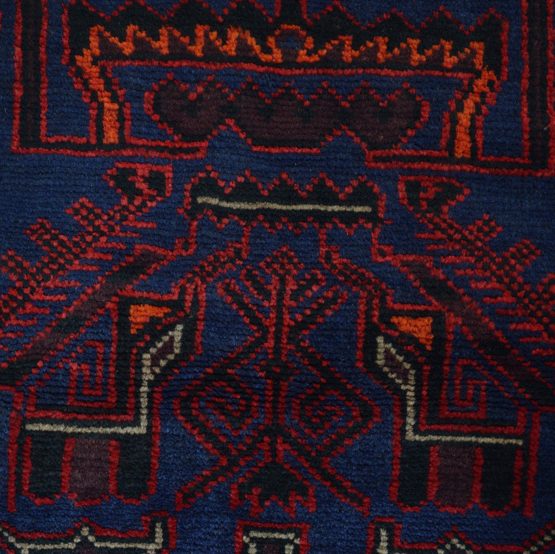 Navy Blue Afghan Baluchi Rug 2' 11" x 4' 8" Hand-Knotted view