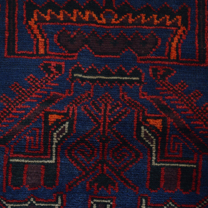 Navy Blue Afghan Baluchi Rug 2' 11" x 4' 8" Hand-Knotted view
