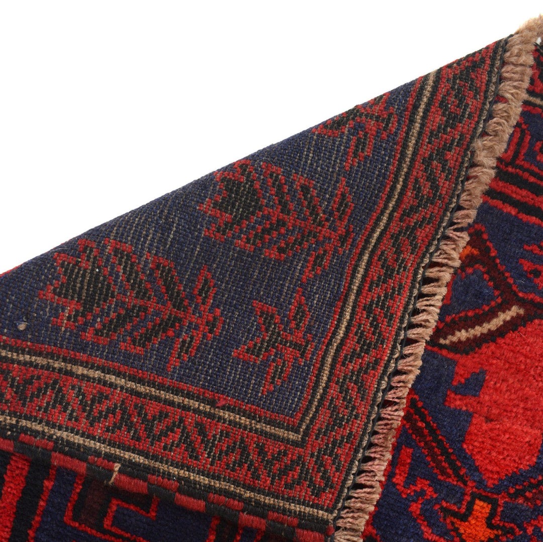 Navy Blue Afghan Baluchi Rug 2' 11" x 4' 8" Hand-Knotted close-up