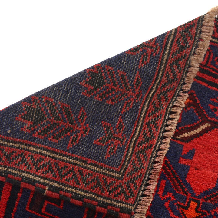 Navy Blue Afghan Baluchi Rug 2' 11" x 4' 8" Hand-Knotted close-up