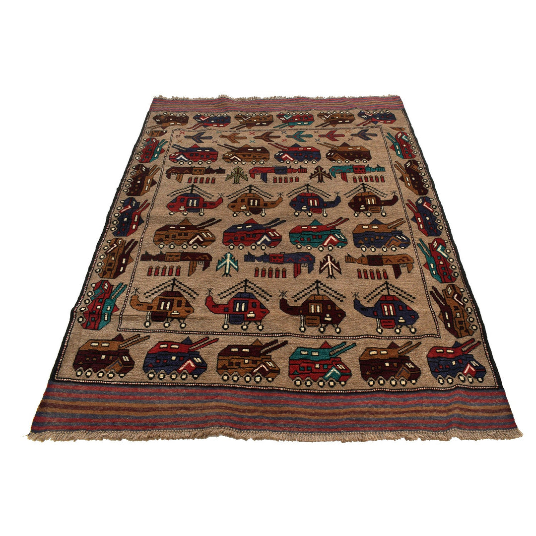 Handcrafted Afghan War Rug 4' 6" x 6' 1" - No. AL17903