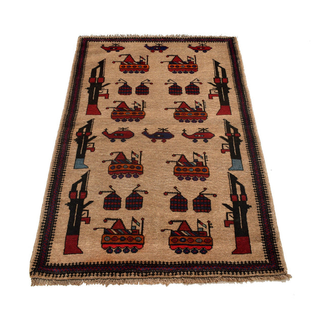 Afghan War Rug – Military Design 2' 11" x 4' 6" - No. AL35278