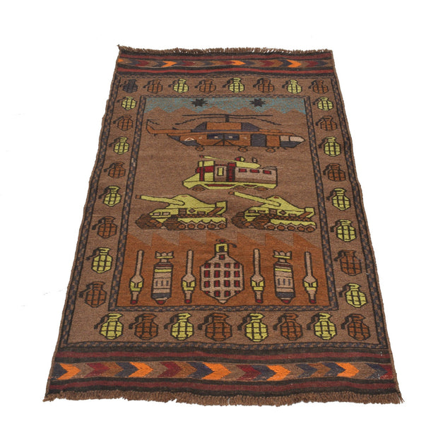 Afghan War Kilim – Military Design 2' 9" x 4' 8" - No. AL20123