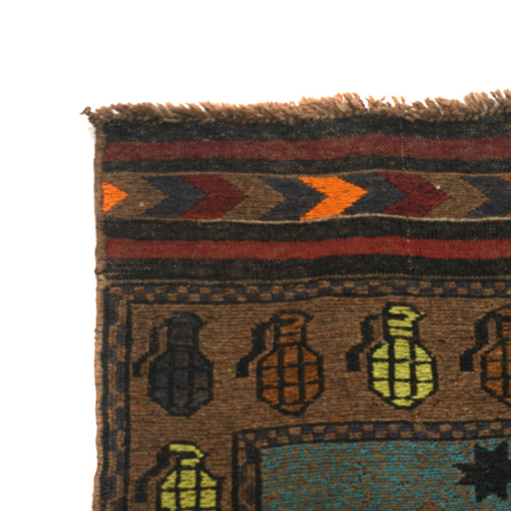 Afghan War Kilim – Military Design 2' 9" x 4' 8" - No. AL20123