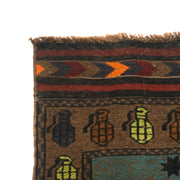 Afghan War Kilim – Military Design 2' 9" x 4' 8" - No. AL20123