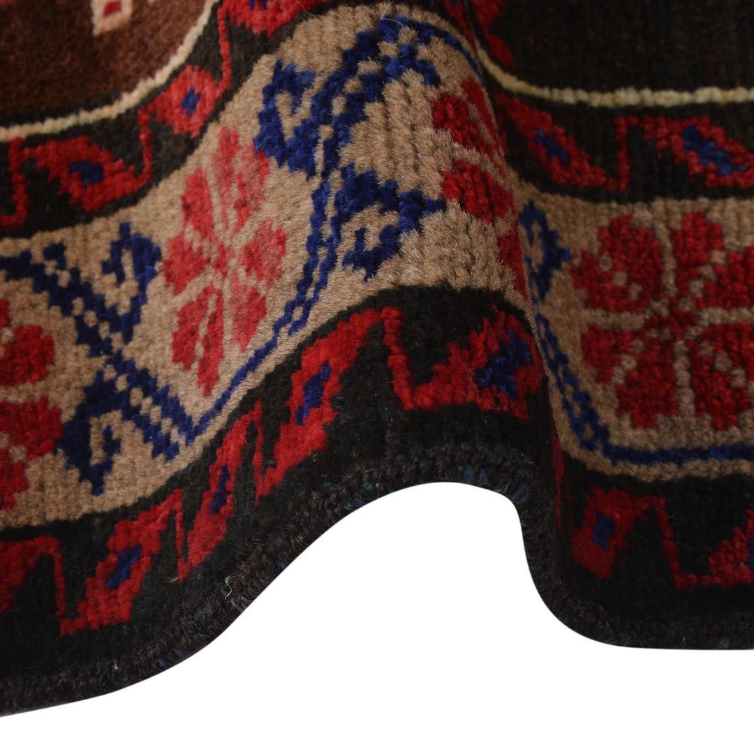 Afghan Baluchi Rug 3' 1" x 5' 10" Hand-Knotted border