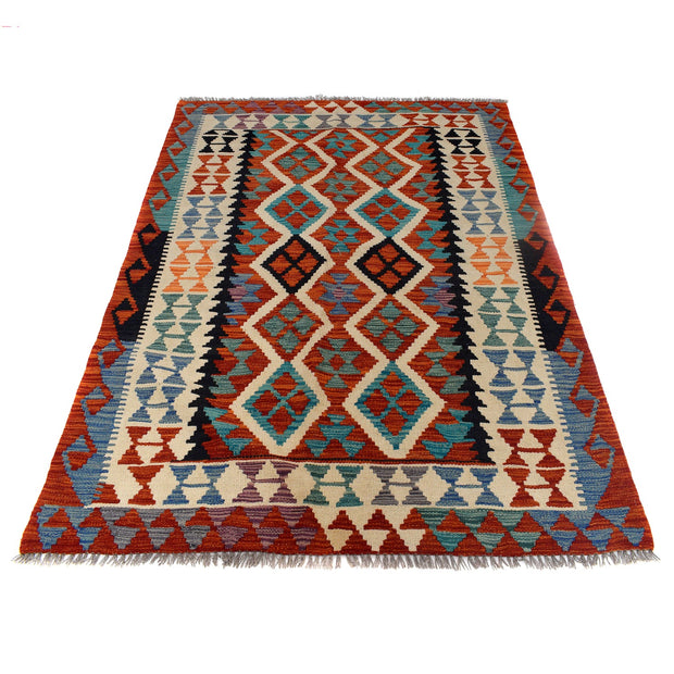 Hand Woven Wool Kelim 4' 4" x 6' 0" - No. AL14217