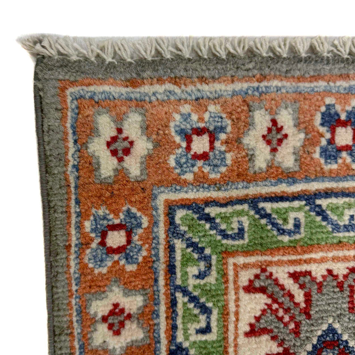Gray Afghan Kazak Rug 4' 11" x 6' 6" Hand-Knotted | No. AL66271