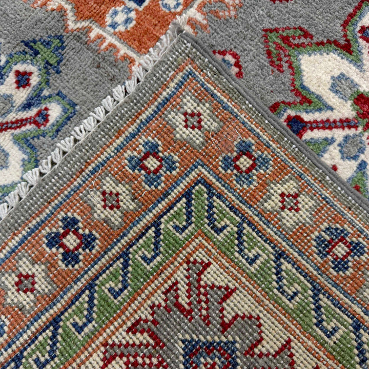 Gray Afghan Kazak Rug 4' 11" x 6' 6" Hand-Knotted | No. AL66271