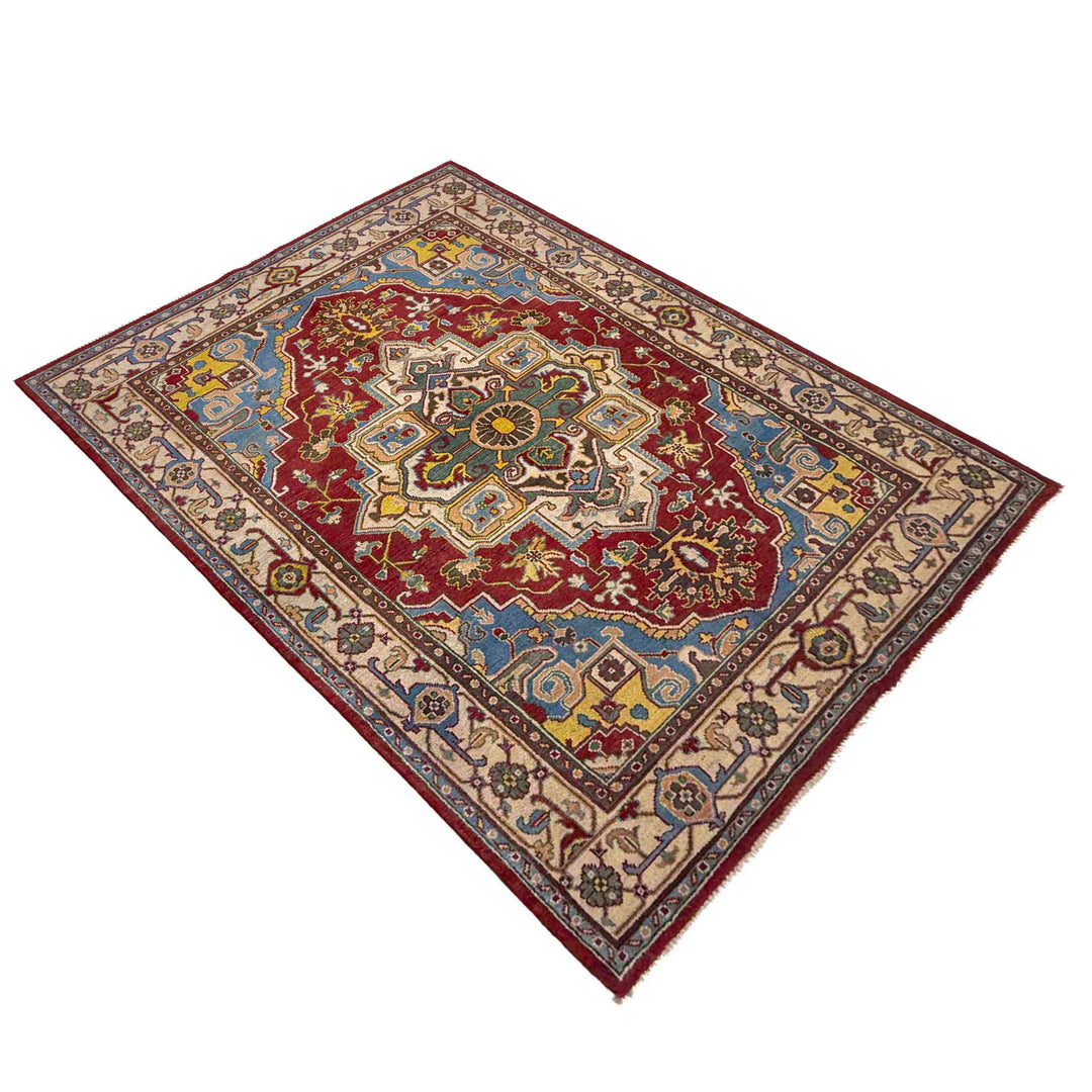 Hand Woven Heriz Design Carpet 4' 11" x 7' 8" - No. AL81445