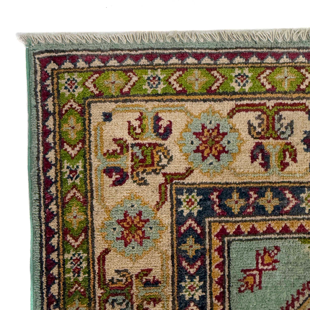 Gray Afghan Kazak Rug 3' 10" x 5' 10" Hand-Knotted pattern