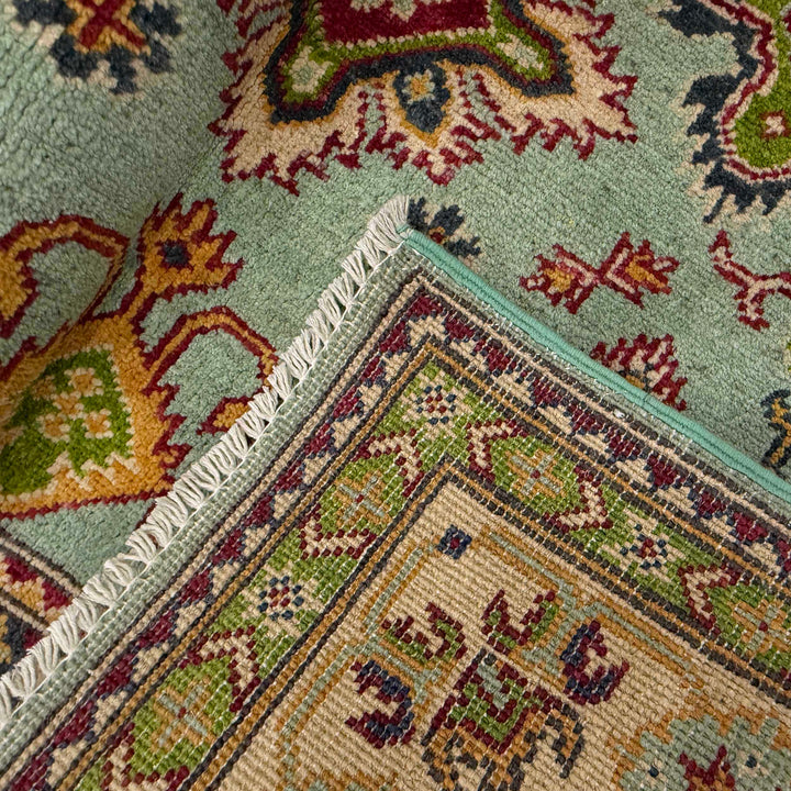 Gray Afghan Kazak Rug 3' 10" x 5' 10" Hand-Knotted border