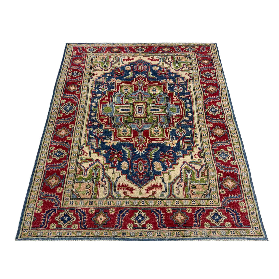 Afghan Heriz Rug 4' 0" x 6' 7" Hand-Knotted | No. AL64072