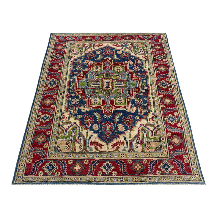 Afghan Heriz Rug 4' 0" x 6' 7" Hand-Knotted | No. AL64072