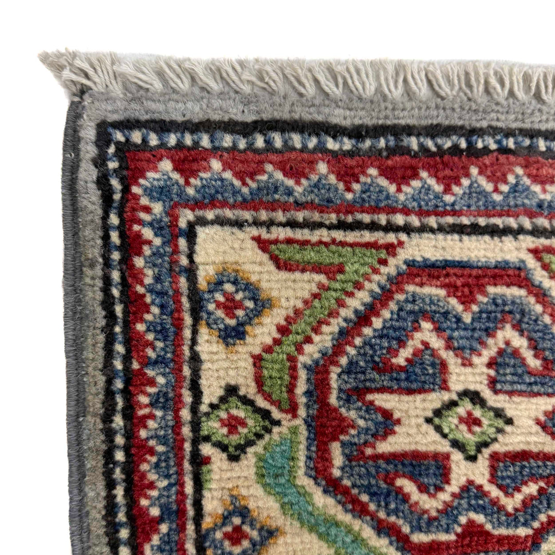 Gray Afghan Kazak Rug 4' 8" x 6' 5" Hand-Knotted | No. AL14035