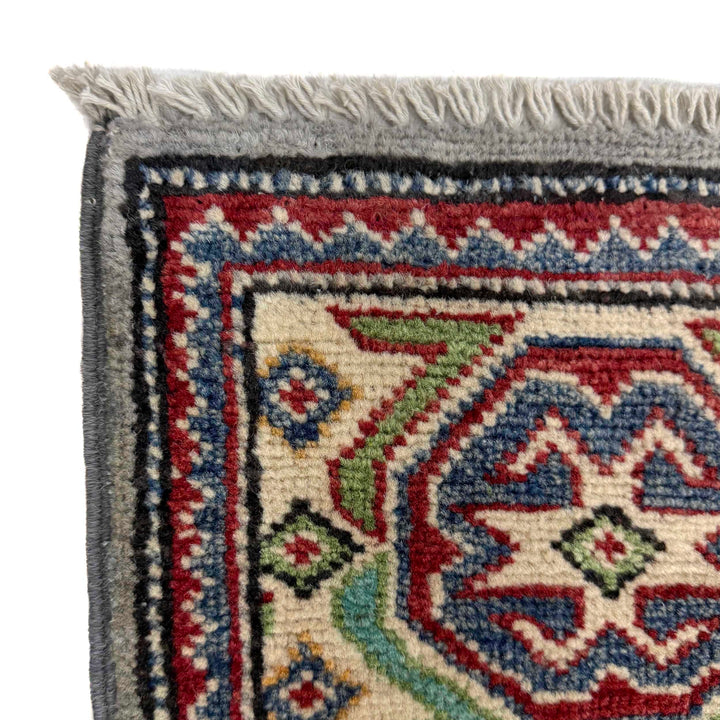 Gray Afghan Kazak Rug 4' 8" x 6' 5" Hand-Knotted pattern