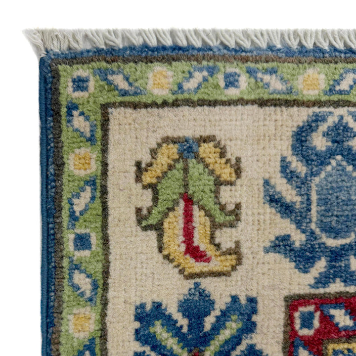 Blue Afghan Kazak Rug 3' 10" x 5' 10" Hand-Knotted pattern