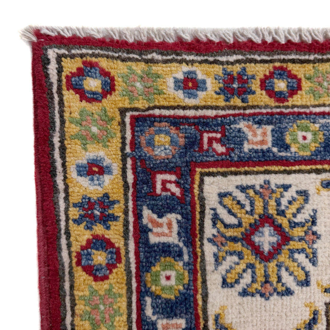 Red Afghan Kazak Rug 4' 8" x 6' 7" Hand-Knotted pattern