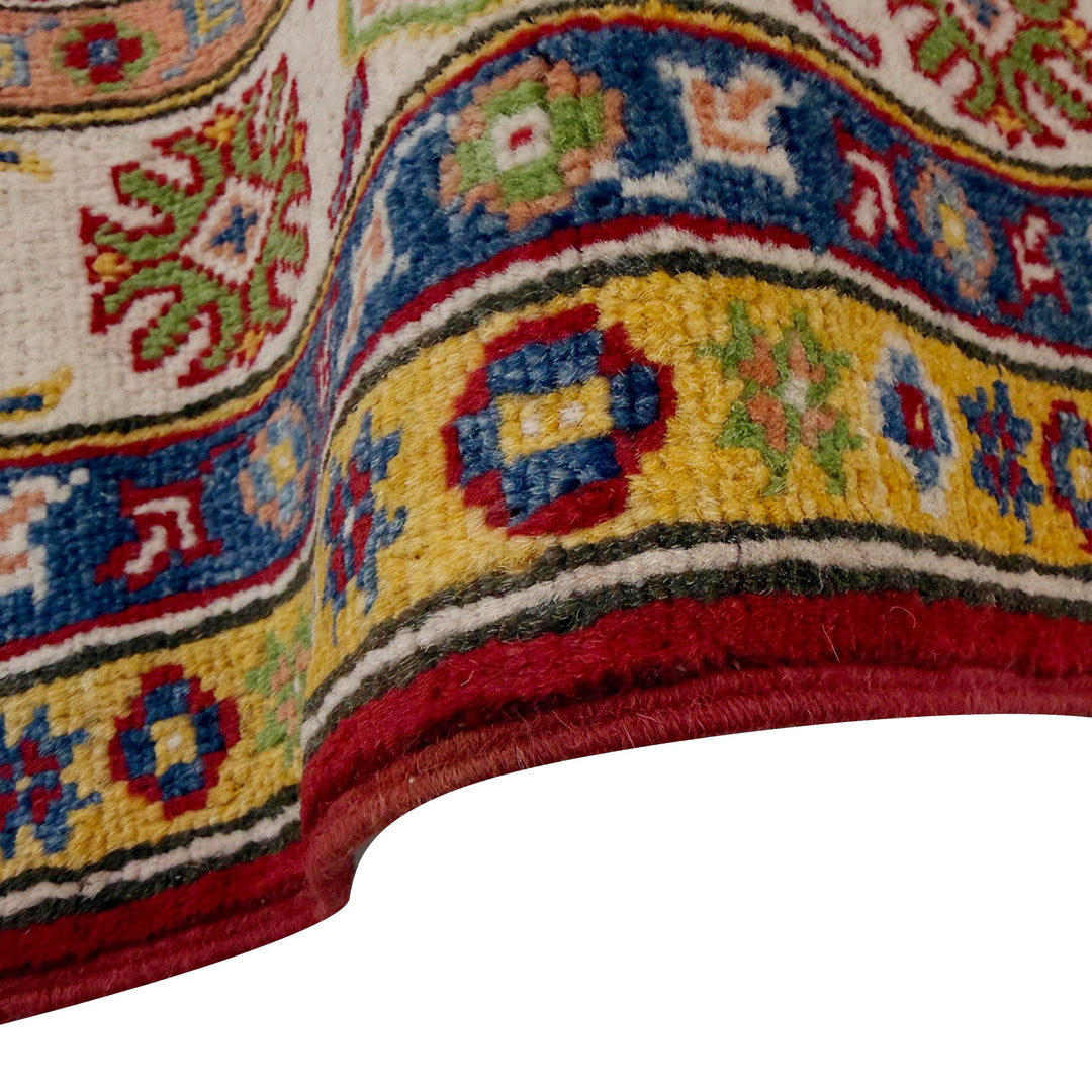 Red Afghan Kazak Rug 4' 8" x 6' 7" Hand-Knotted field