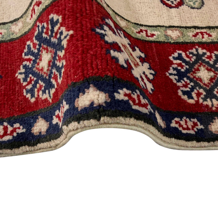 Beige Afghan Kazak Rug 3' 11" x 5' 8" Hand-Knotted | No. AL72238