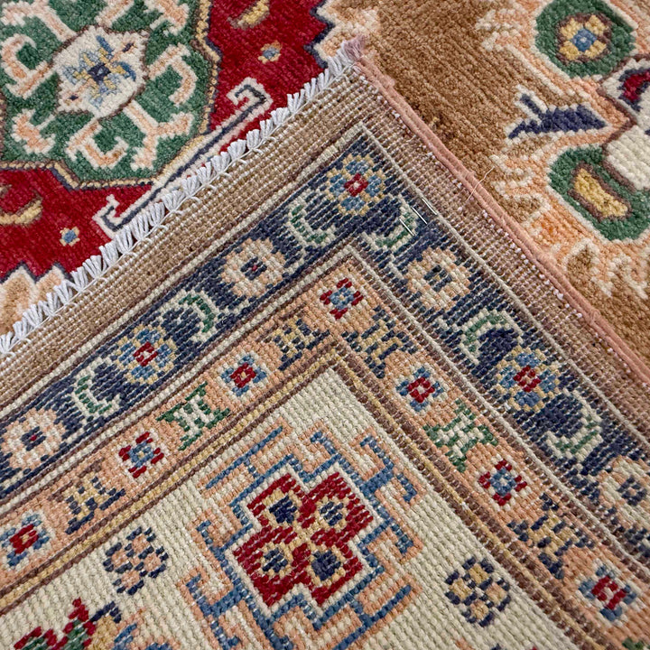 Orange Afghan Kazak Rug 4' 11" x 7' 1" Hand-Knotted | No. AL366236