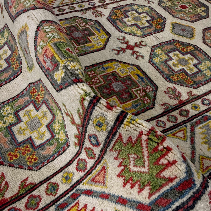 Beige Afghan Waziri Runner Rug 3' 3" x 9' 9" Hand-Knotted | No. AL37606