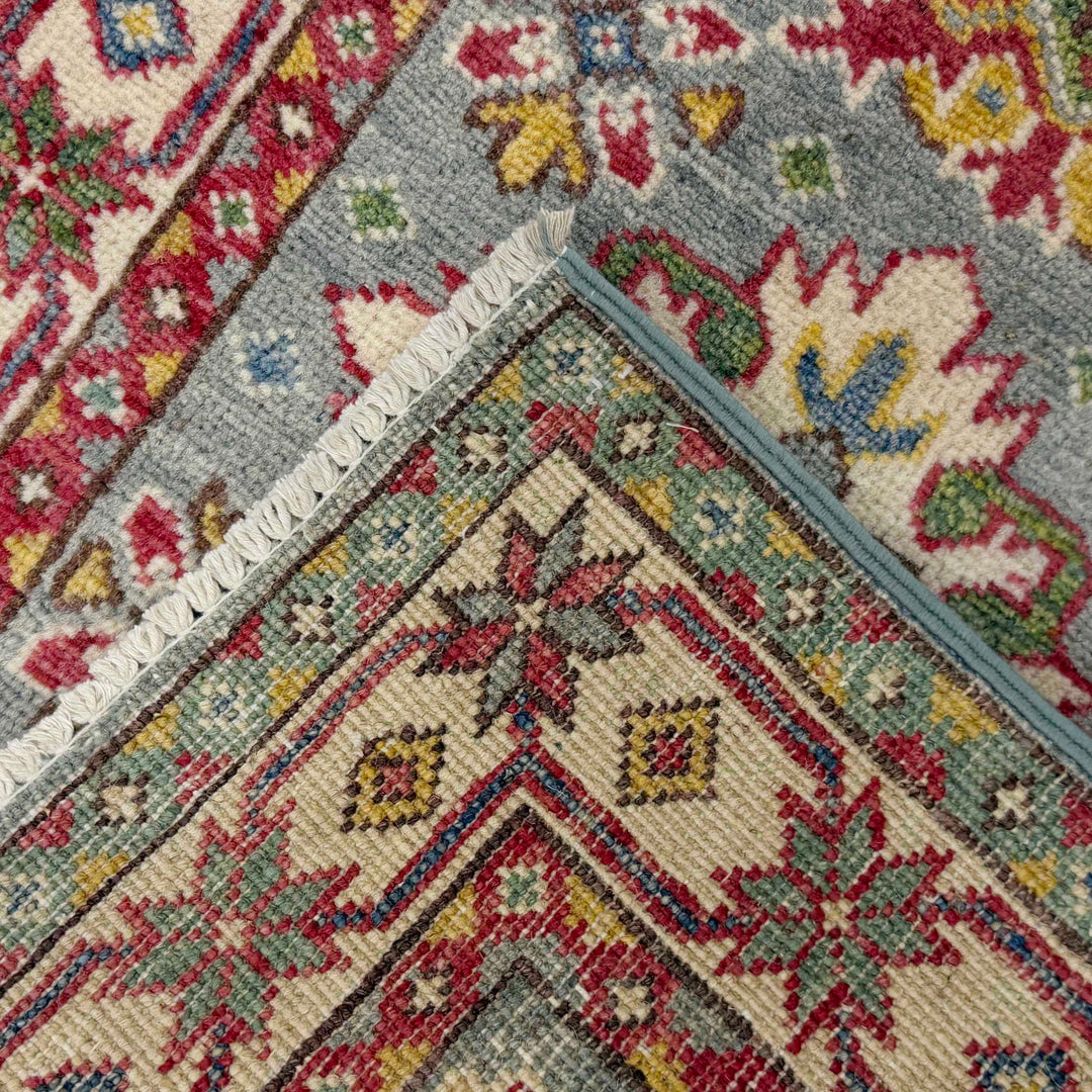 Grey Afghan Kazak Rug 2' 2" x 6' 1" Hand-Knotted | No. AL72514