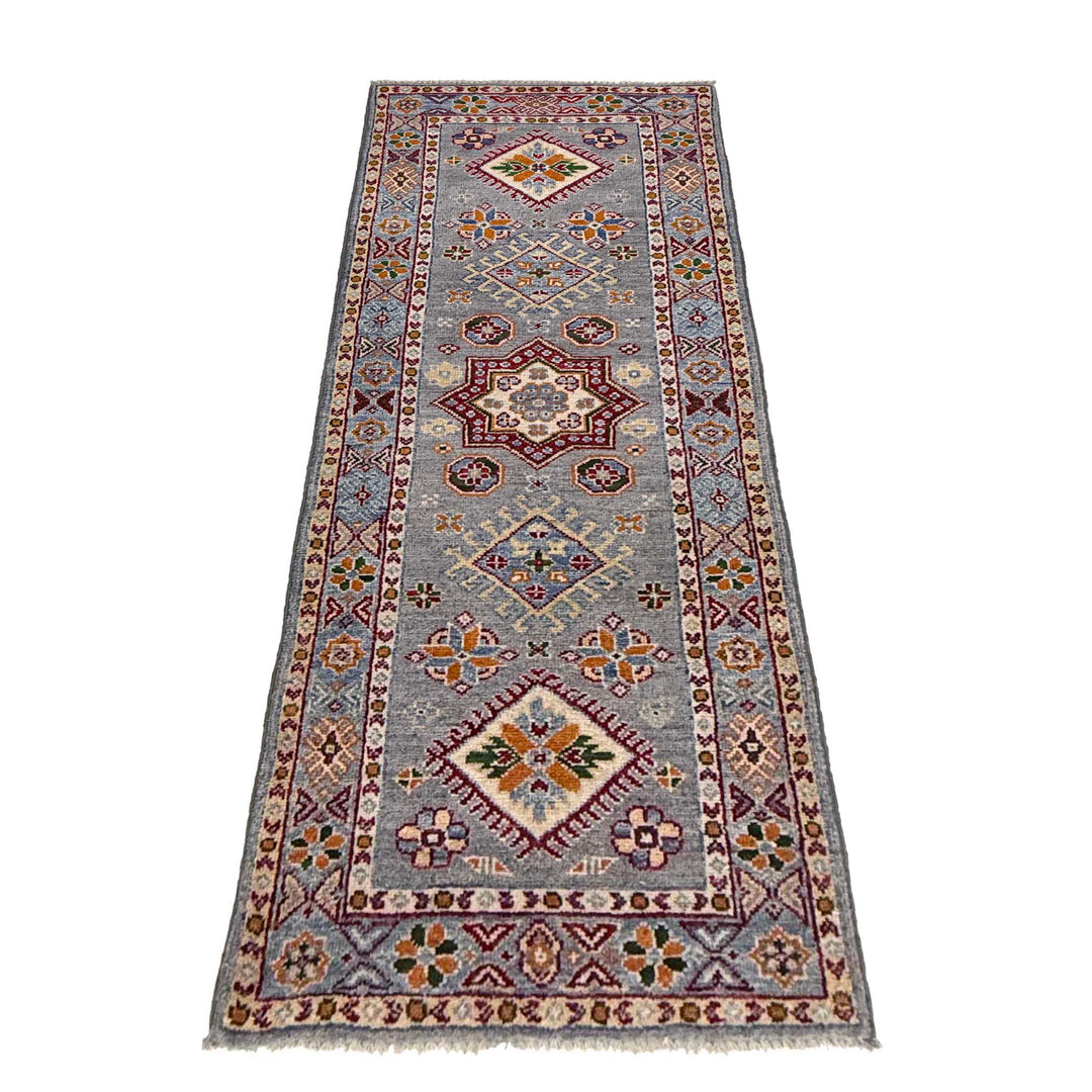 Gray Afghan Kazak Rug 1' 10" x 5' 9" Hand-Knotted | No. AL27657