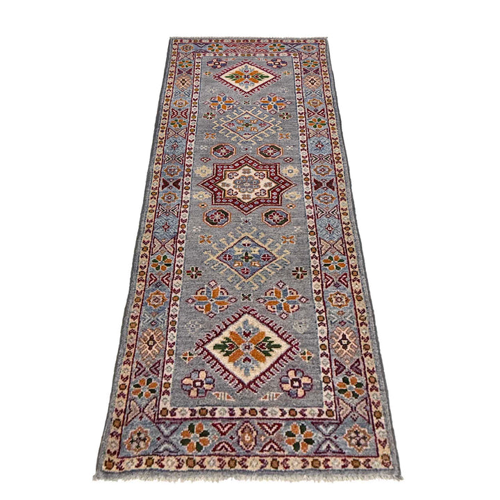 Gray Afghan Kazak Rug 1' 10" x 5' 9" Hand-Knotted | No. AL27657