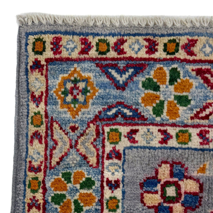 Gray Afghan Kazak Rug 1' 10" x 5' 9" Hand-Knotted | No. AL27657