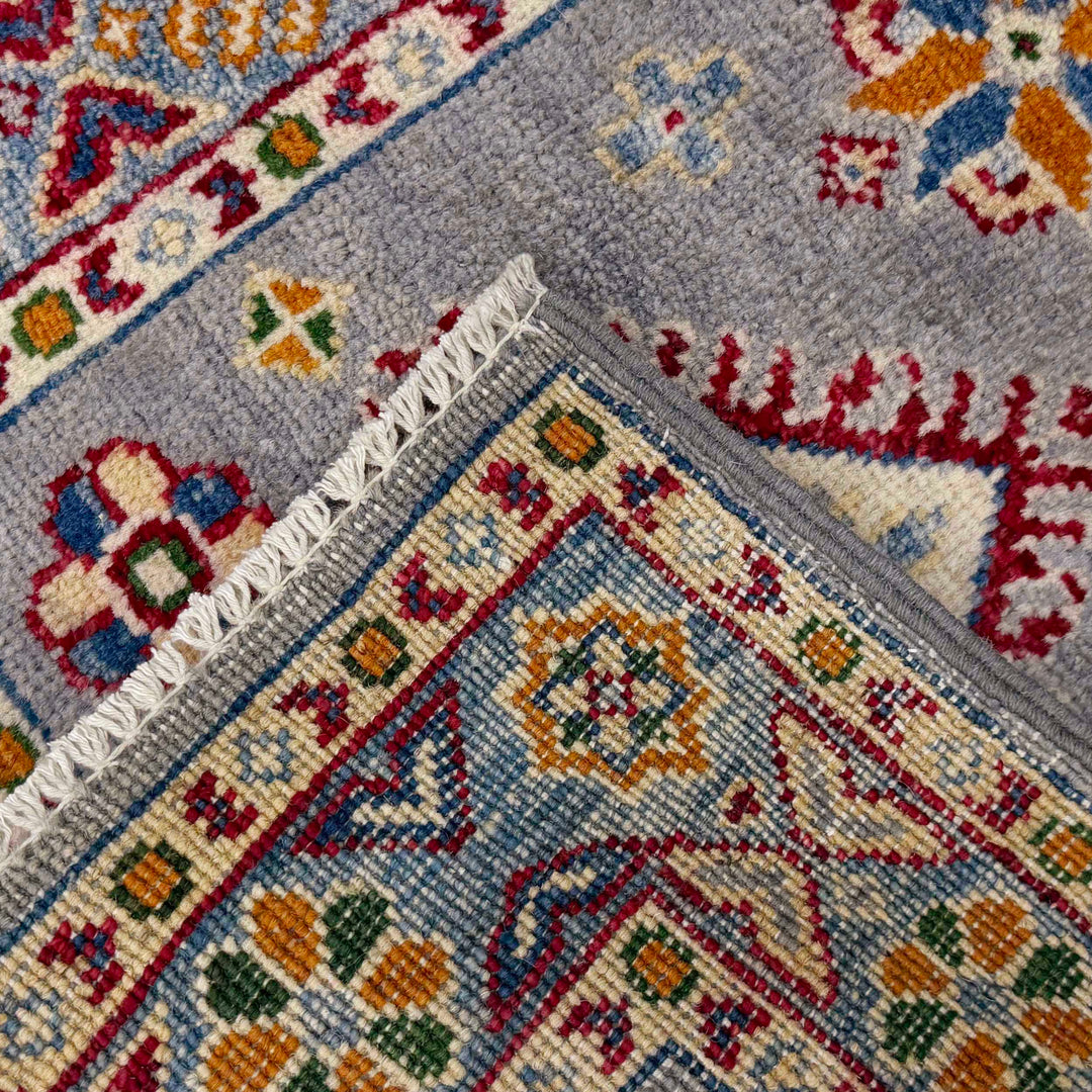 Gray Afghan Kazak Rug 1' 10" x 5' 9" Hand-Knotted | No. AL27657