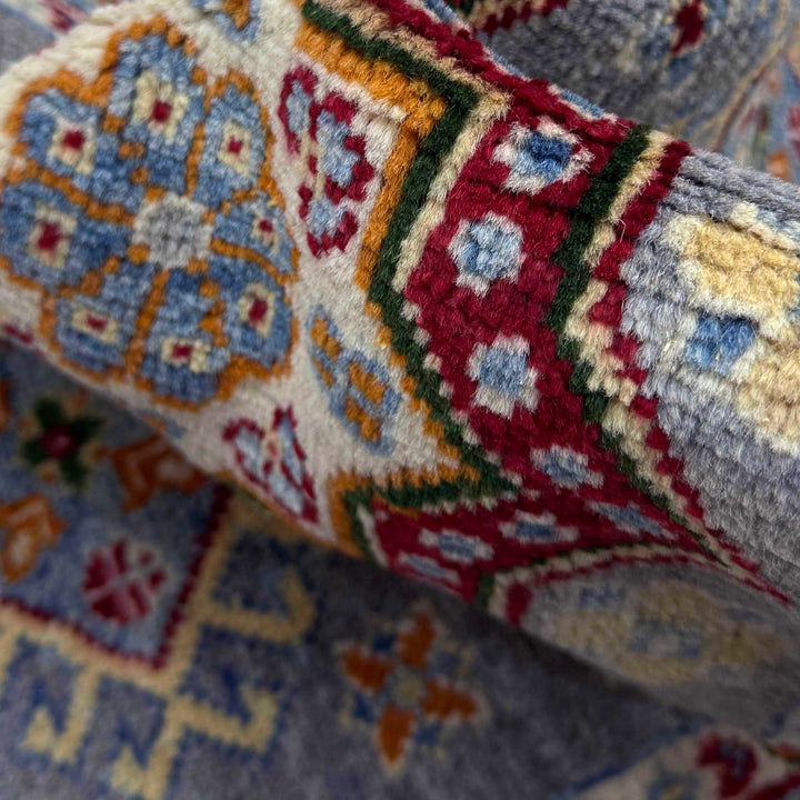 Gray Afghan Kazak Rug 1' 10" x 5' 9" Hand-Knotted | No. AL27657