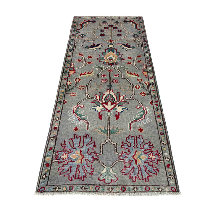 Gray Afghan Sultani Rug 2' 0" x 4' 10" Hand-Knotted detail