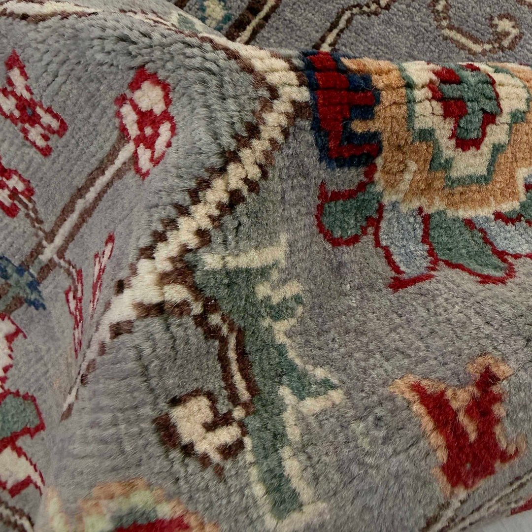 Gray Afghan Sultani Rug 2' 0" x 4' 10" Hand-Knotted field