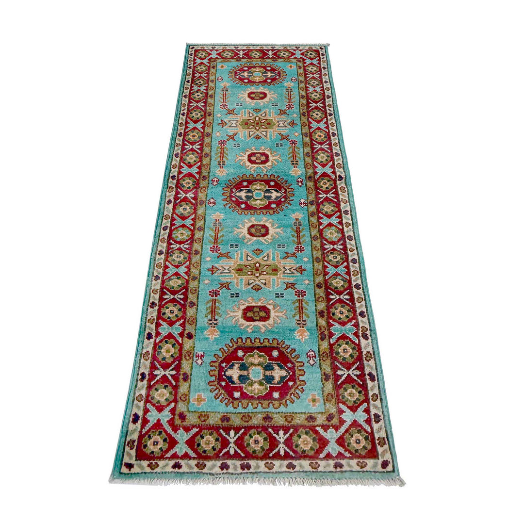 Blue Afghan Kazak Rug 1' 10" x 5' 7" Hand-Knotted | No. AL23792