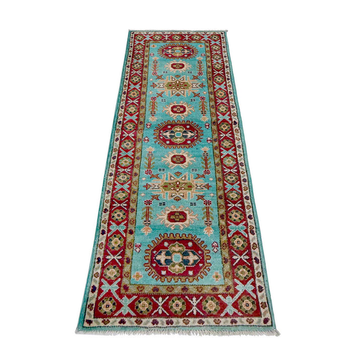 Blue Afghan Kazak Rug 1' 10" x 5' 7" Hand-Knotted | No. AL23792