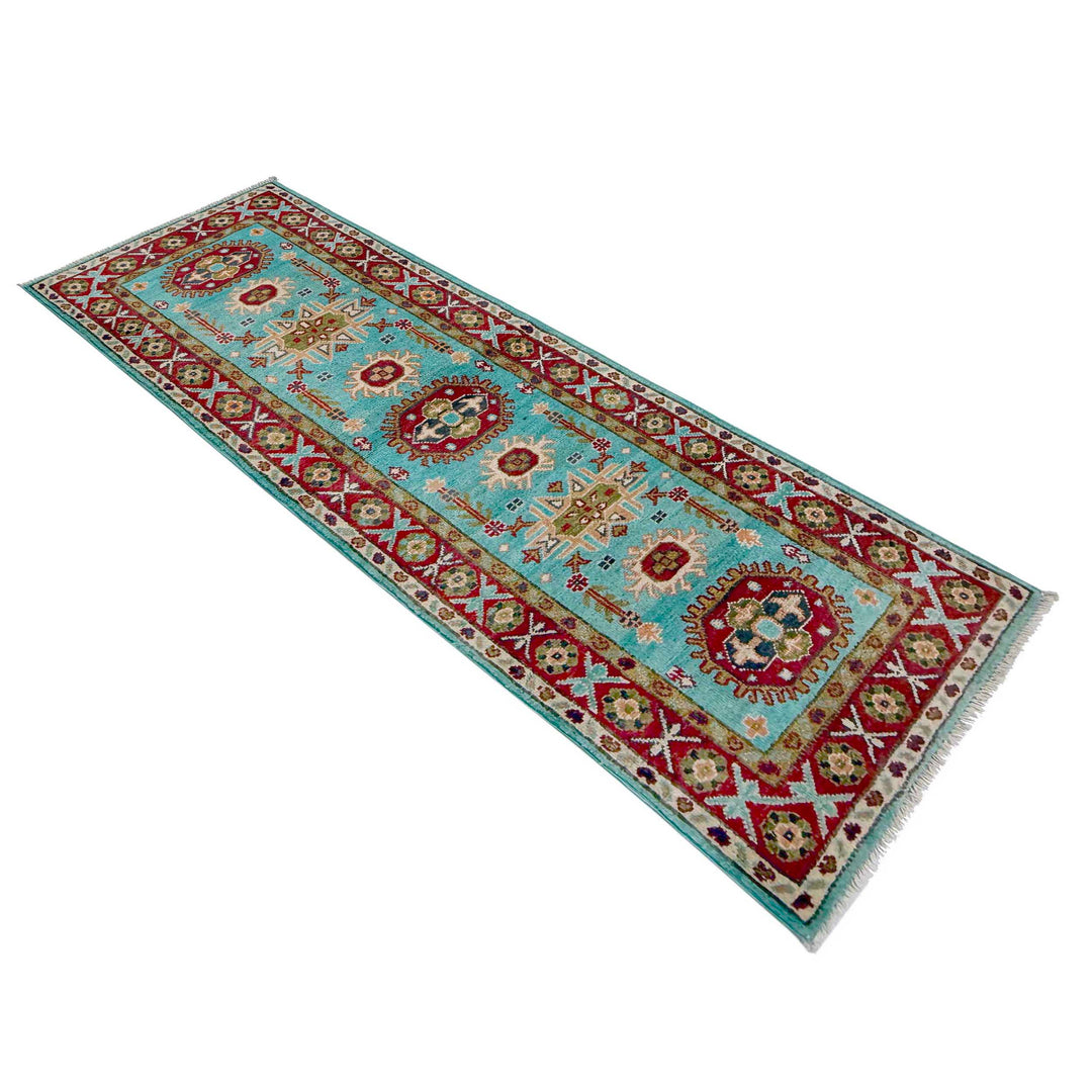 Blue Afghan Kazak Rug 1' 10" x 5' 7" Hand-Knotted | No. AL23792