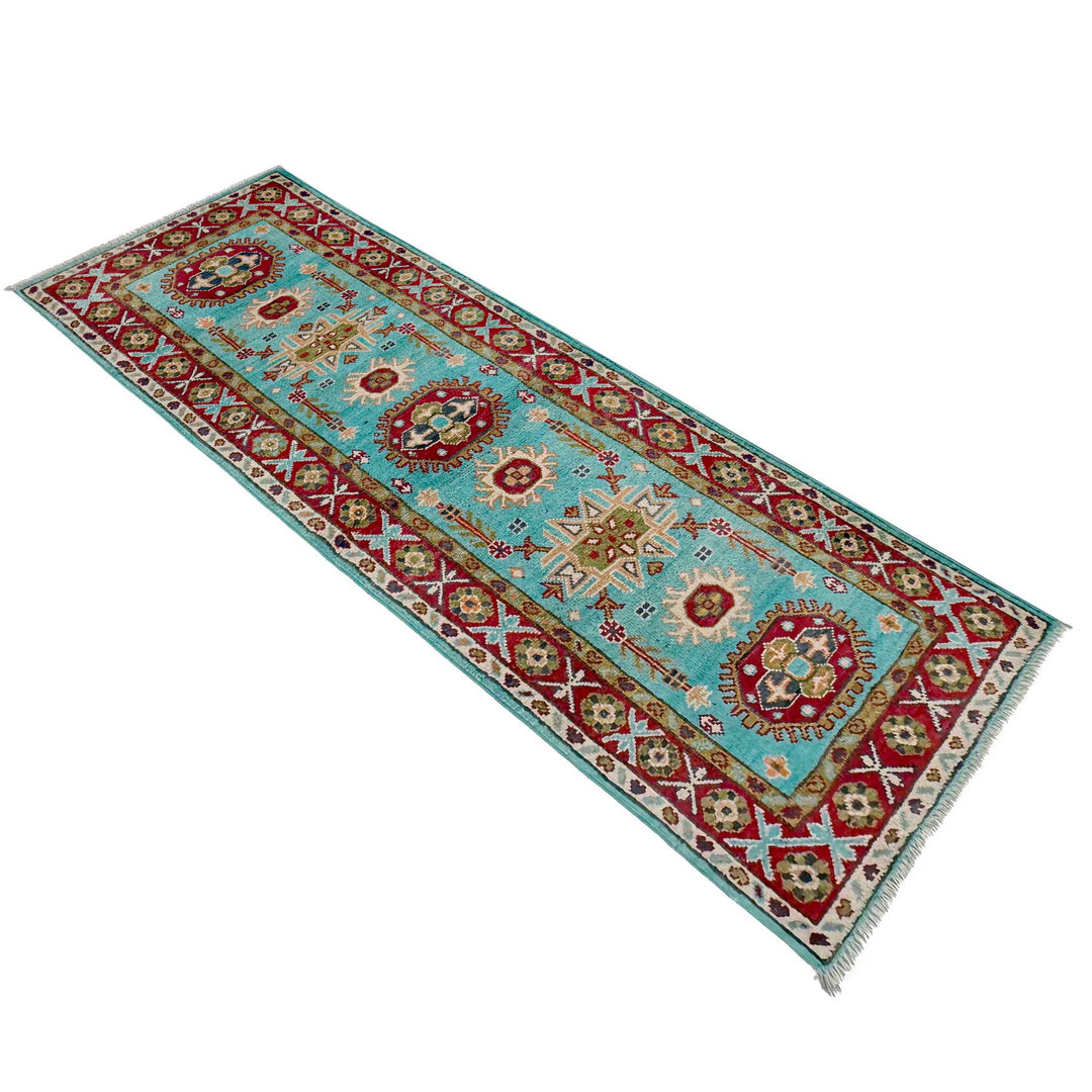 Blue Afghan Kazak Rug 1' 10" x 5' 7" Hand-Knotted | No. AL23792