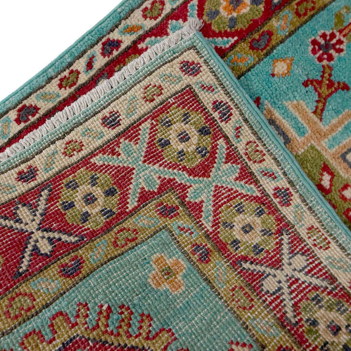 Blue Afghan Kazak Rug 1' 10" x 5' 7" Hand-Knotted | No. AL23792