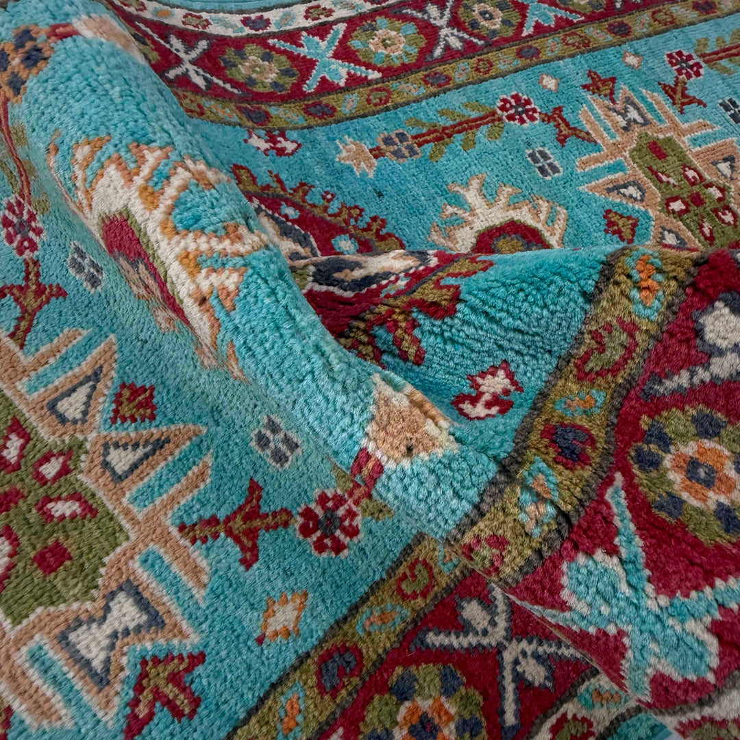 Blue Afghan Kazak Rug 1' 10" x 5' 7" Hand-Knotted | No. AL23792