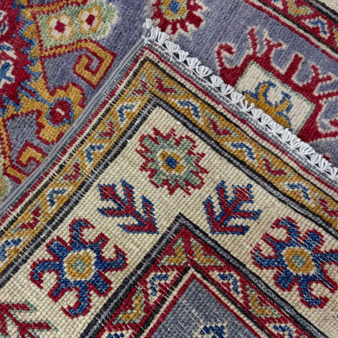 Gray Afghan Kazak Rug 2' 6" x 6' 4" Hand-Knotted | No. AL131110