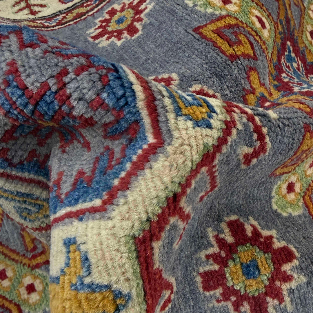 Gray Afghan Kazak Rug 2' 6" x 6' 4" Hand-Knotted | No. AL131110